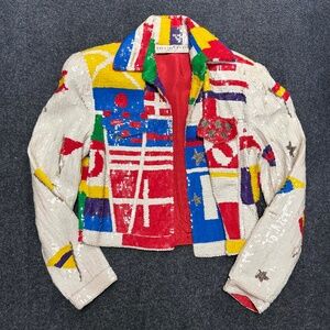Lillie Rubin Sequin Bomber Jacket, 100% Silk, Size: Small, EUC